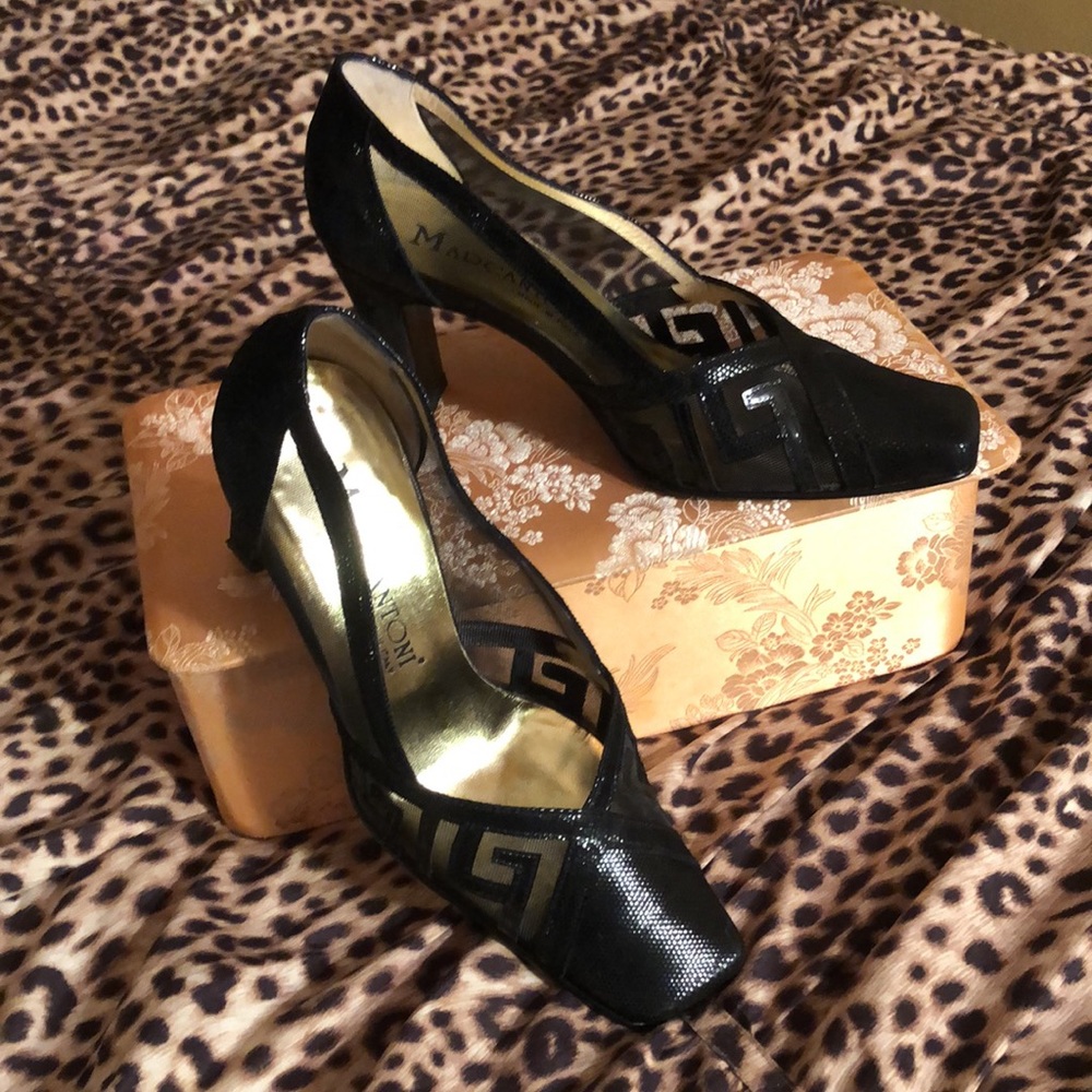 MARCANTONI Vintage made in Italy black sheer heels